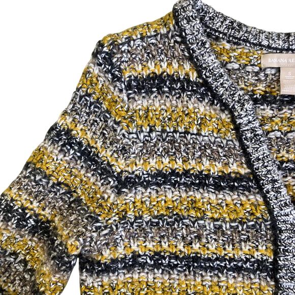 Banana Republic Sz S Chartreuse Tweed Sweater Cardigan Jacket Chunky Knit Glam - Picture 11 of 16